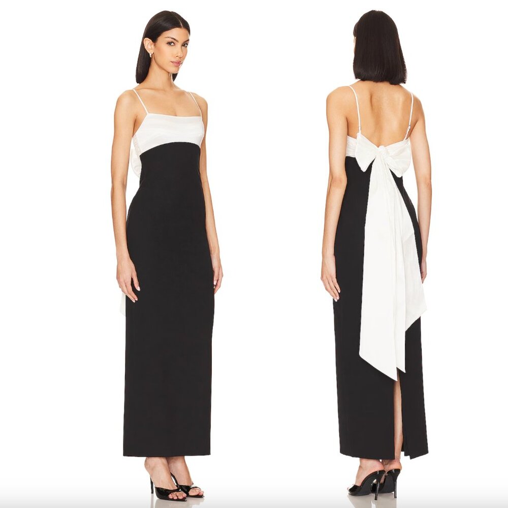 MAJORELLE Avori Gown in Black & White Formal Maxi Dress Bow Small S - Picture 2 of 7